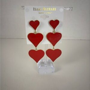 Isaac Mizrahi Red Heart Drop Earrings